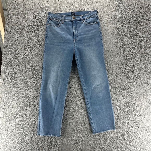 J.Crew Stovepipe Jeans Women's Size 30 Raw Hem Light Wash Denim StretchCasual - Picture 1 of 11